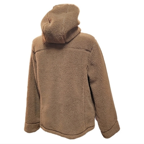 L.L. Bean Brown Fleece Zip Front Hooded Teddy Jacket Fall Winter Outdoor Medium - Picture 5 of 11